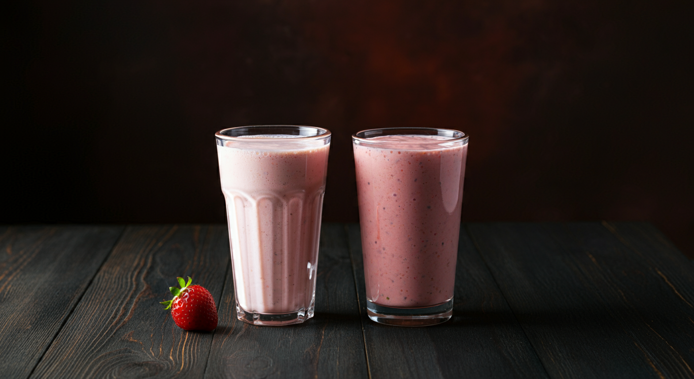 Diferença do Shake de Morango com e sem leite
