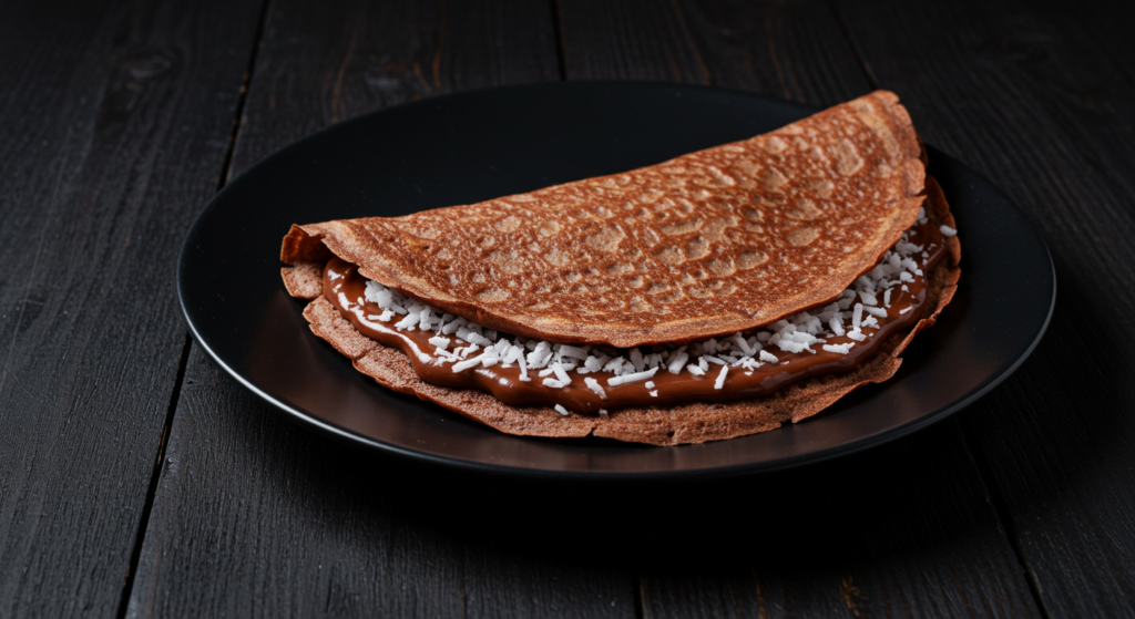 Crepe de chocolate com coco ralado