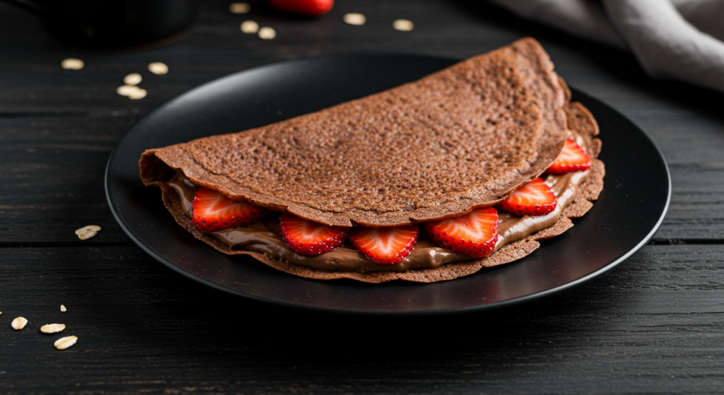 Crepe de chocolate com morango