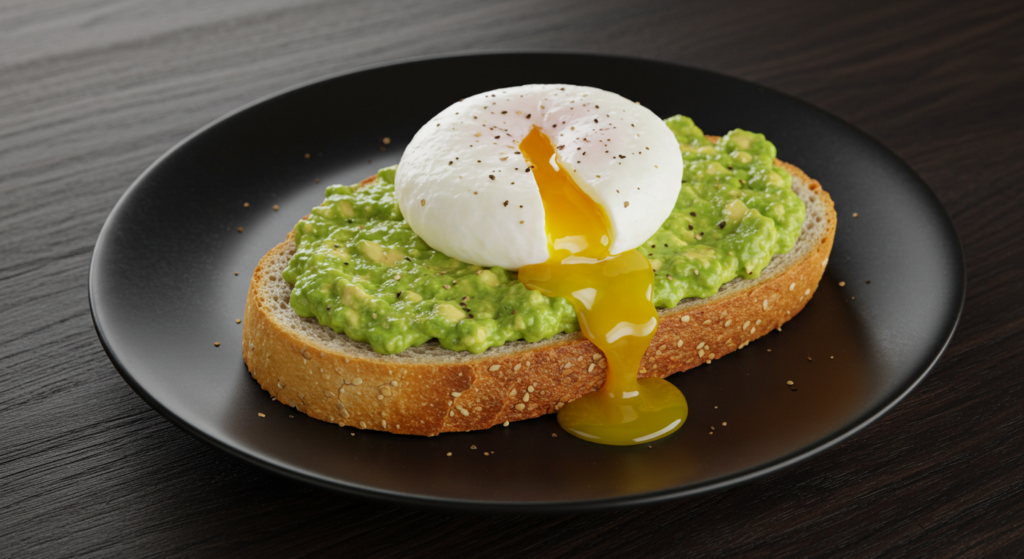 Pão com abacate e ovo