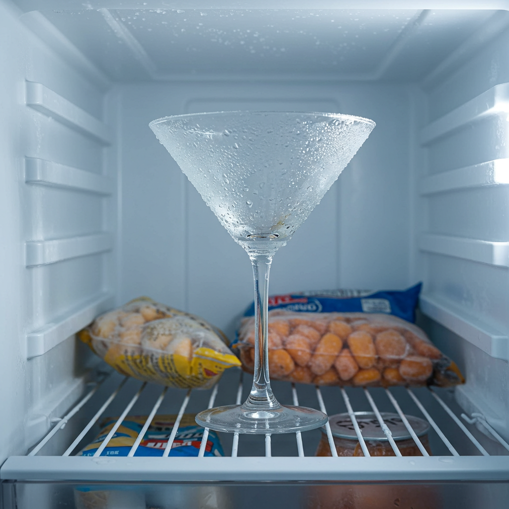 Dry Martini sem álcool com taça resfriada