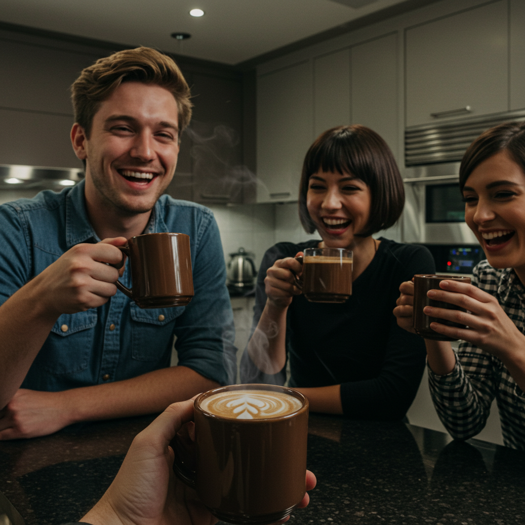 Um café mocha caseiro com amigos