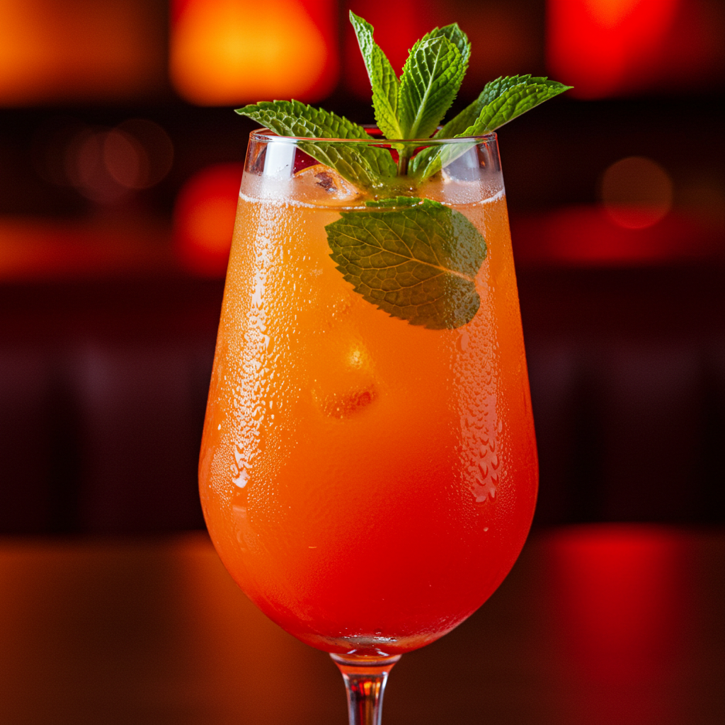 Usar hortelã no drink de Morango com Laranja