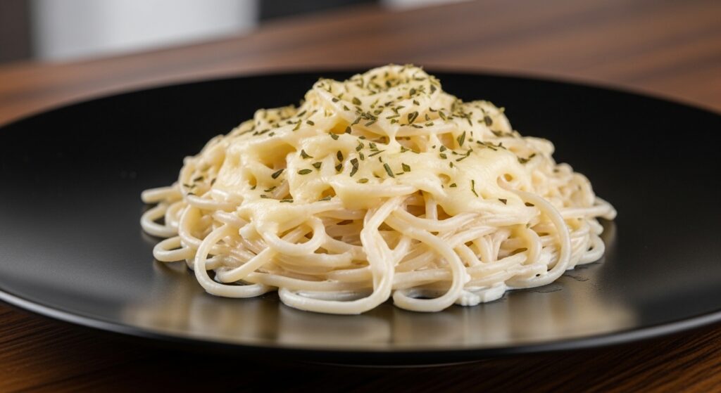 Macarrão com queijo, fit e cremoso.