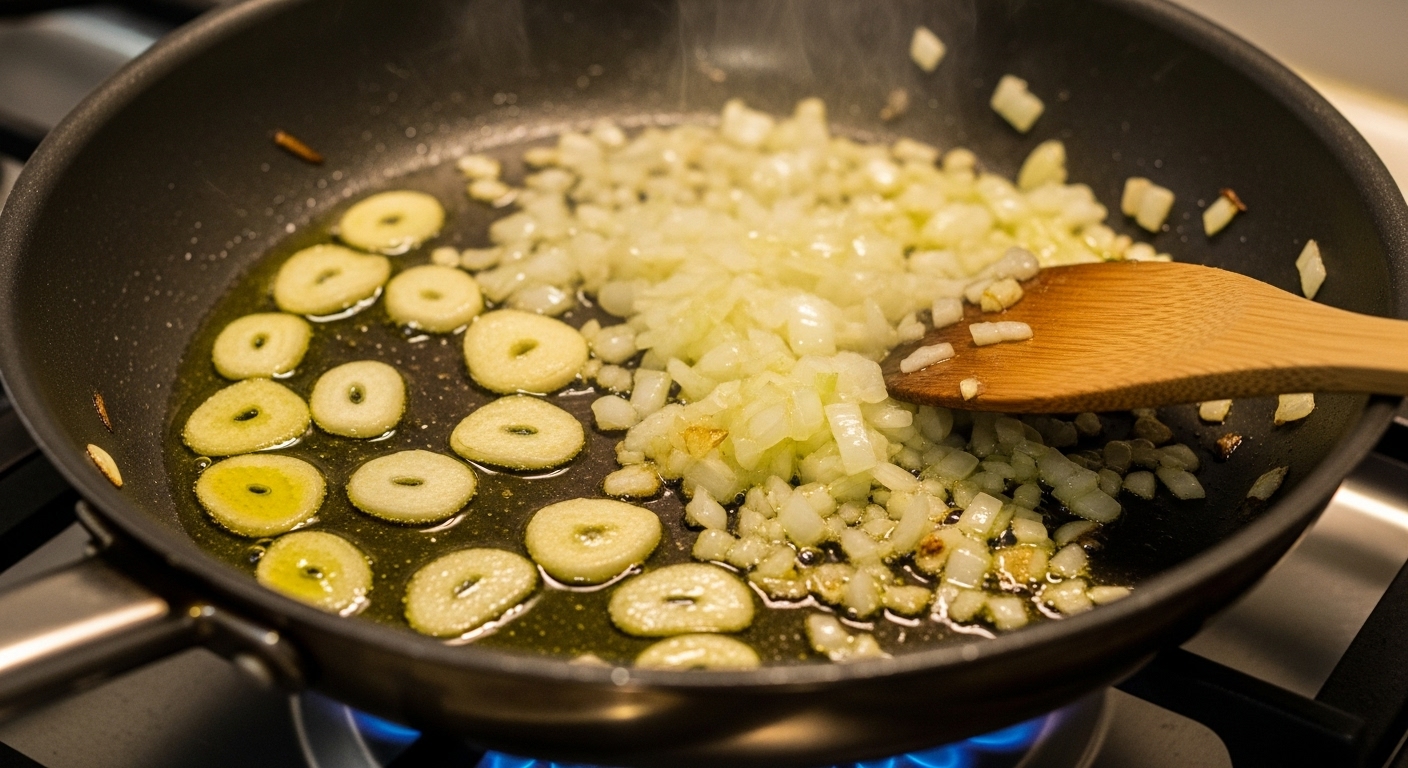 Como fritar alho e cebola no azeite