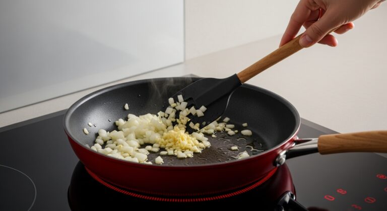 Fritando alho e cebola