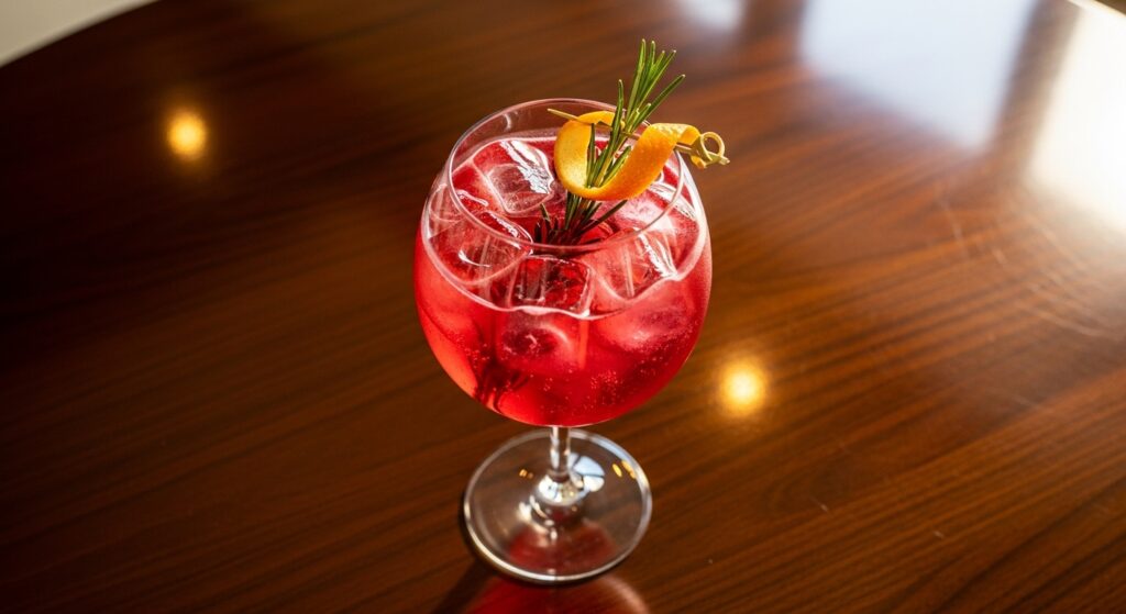 Gin tônica sem álcool de frutas vermelhas