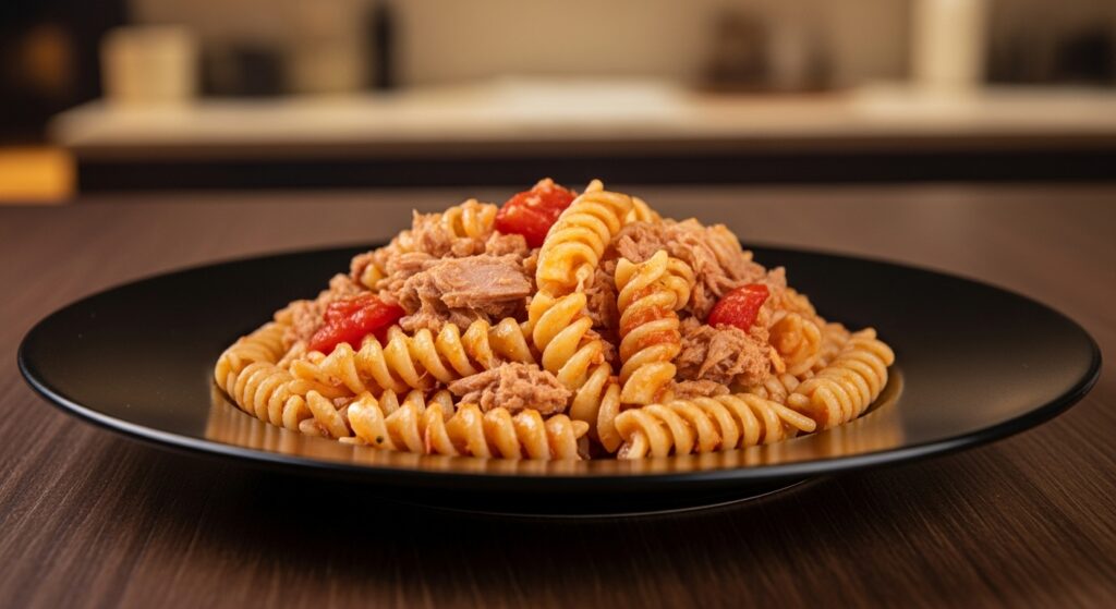 Macarrão com atum fit e molho de tomate