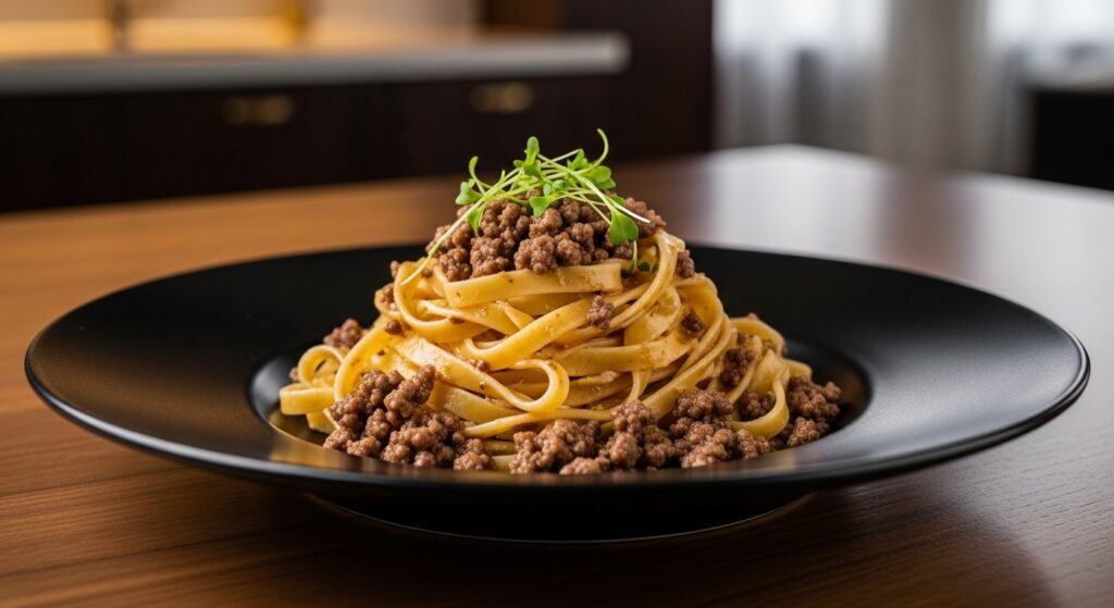 Macarrão com carne moída