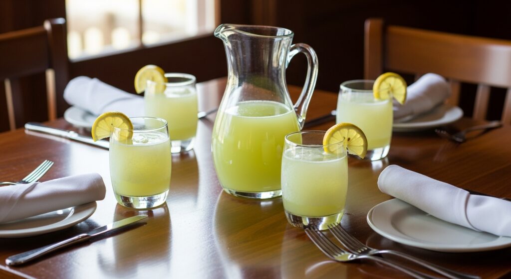 Mesa posta par suco de limão