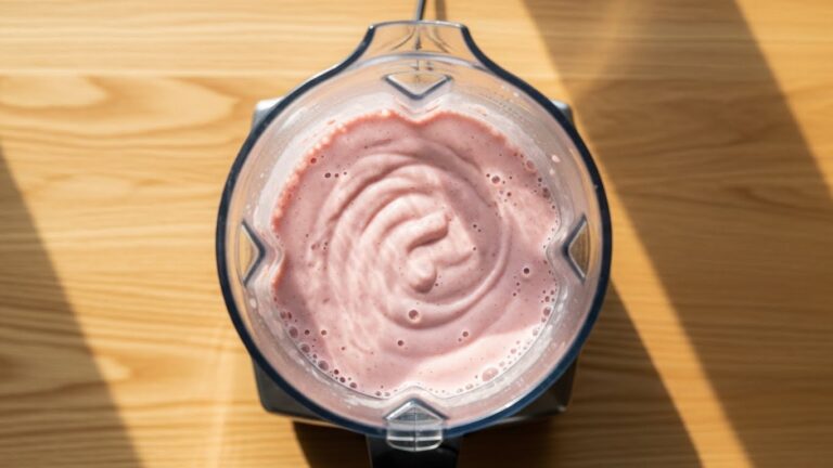 Smothie de morango batido no liquidificador