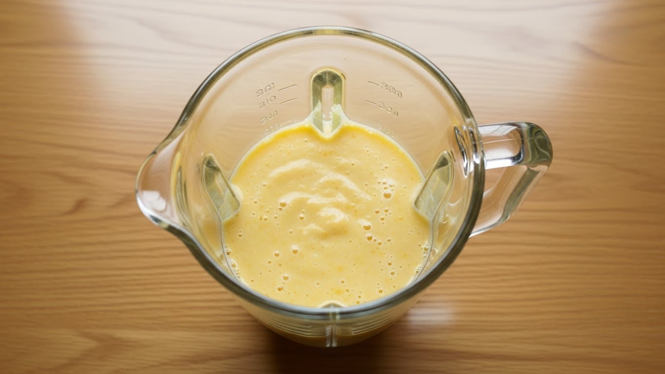 Vitamina de manga batido no liquidificador