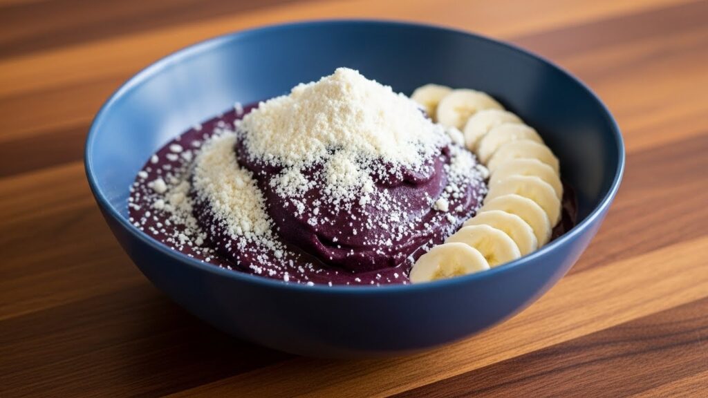Açaí com whey protein e banana