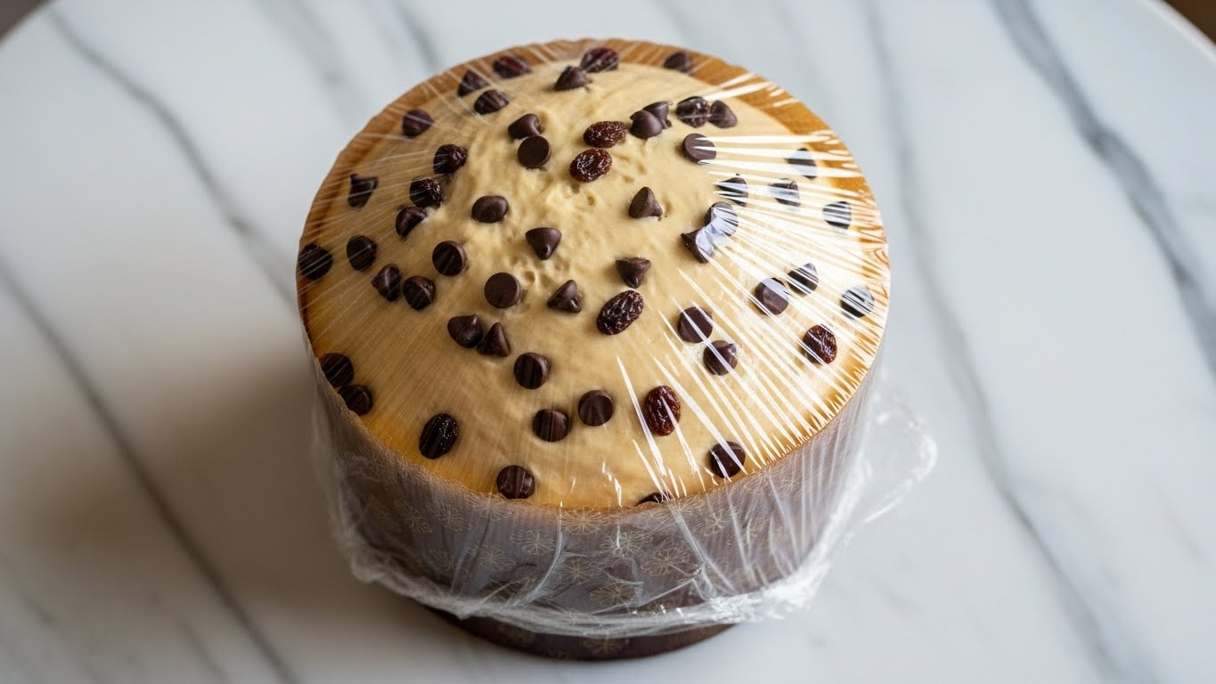 Adição de frutas e gotas de chocolate ao panetone fit