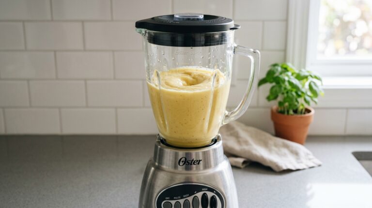 Batendo ingredientes da mousse de maracujá fit