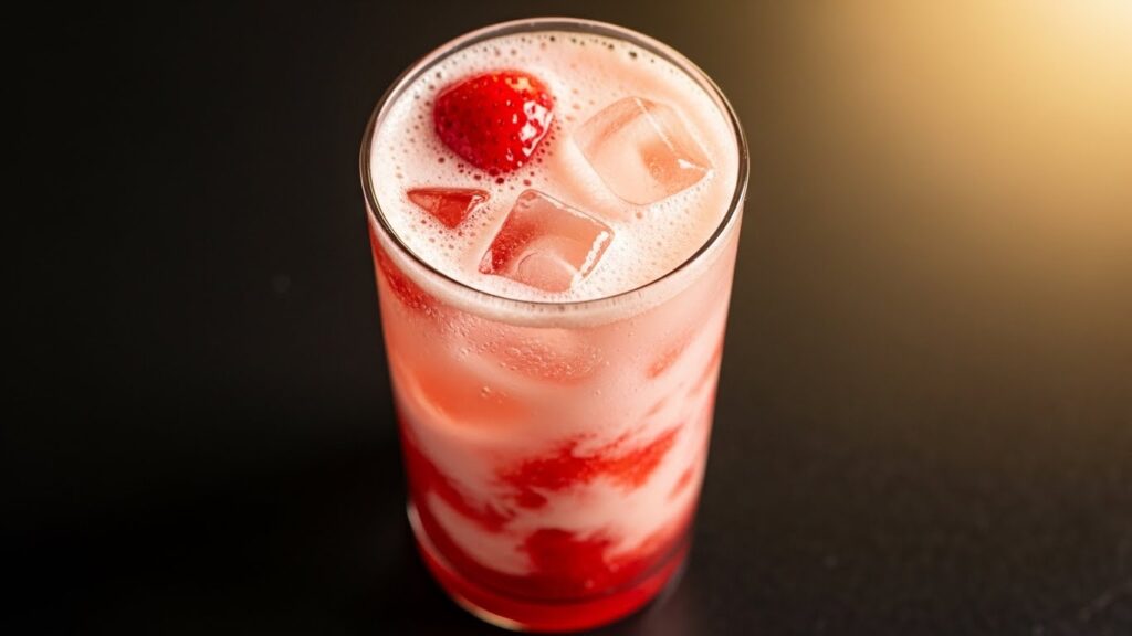 Drink com yakult e morango