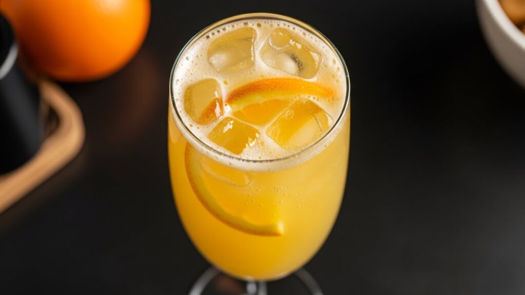 Drink mimosa sem álcool alternativa para o drink com yakult e morango