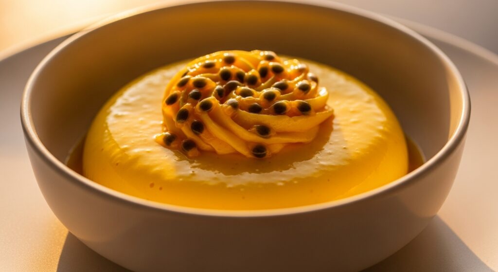 Mousse de maracujá com suco tang