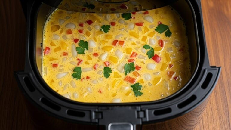 Omelete em recipiente de airfryer