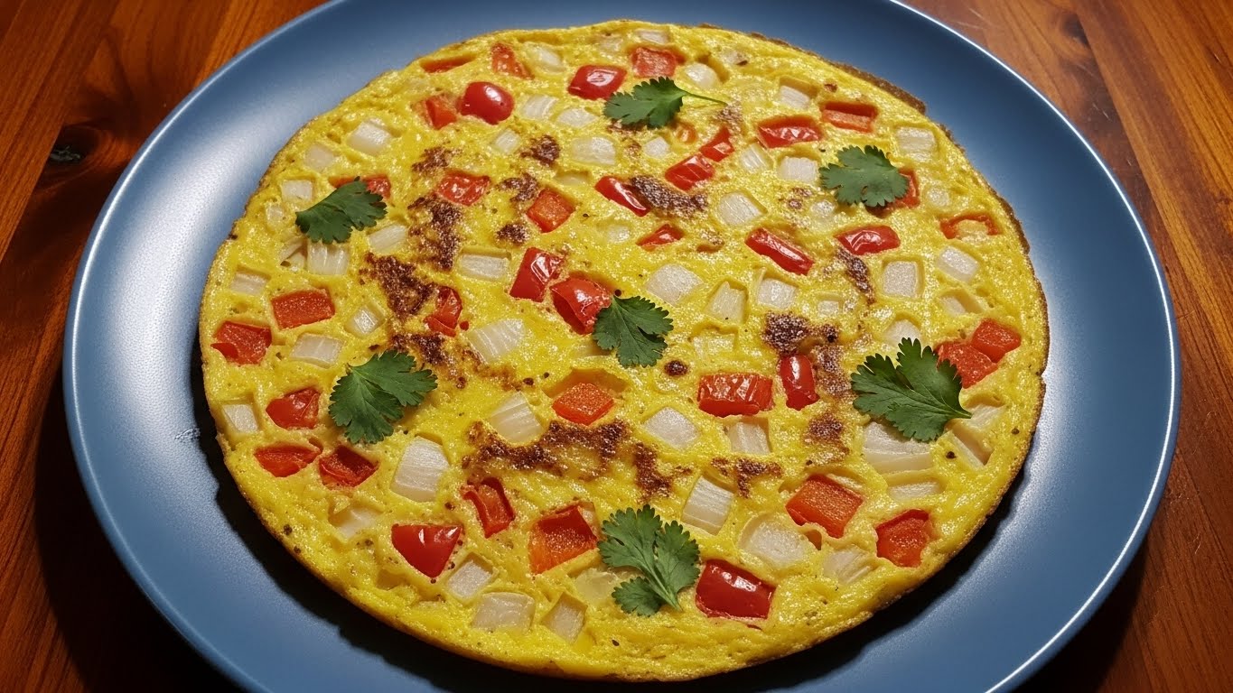 Omelete na airfryer servido em um prato