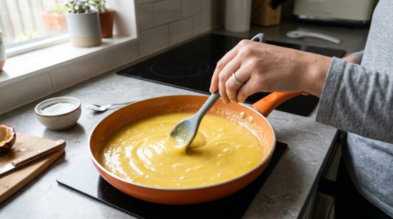 Preparo da calda da mousse de maracuja