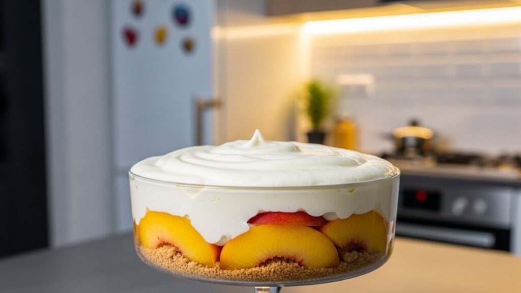 Pavê de pêssego: fit e menos calórico