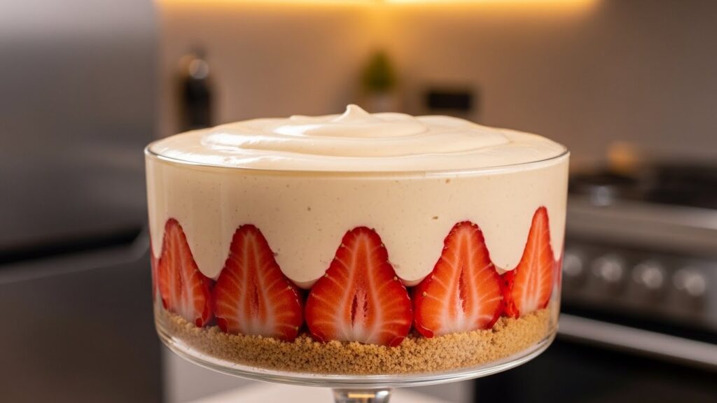 Receita de pavê proteico de morango