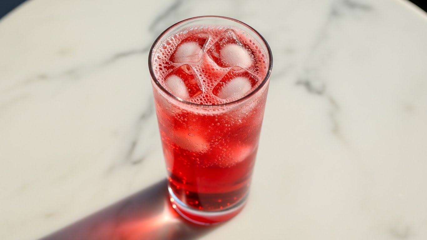 Servir soda italiana de morango