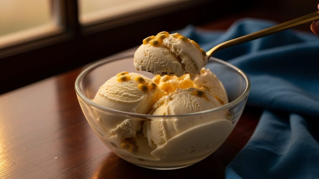 Sorvete de maracujá caseiro