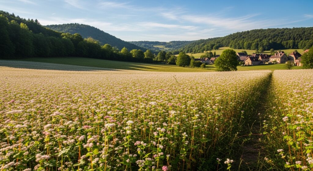 Plantação de trigo sarraceno,