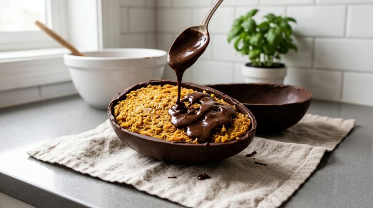 Adicionar cobertura ao ovo de chocolate