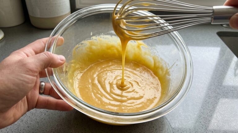 Batendo ingredientes do Bolo de Páscoa