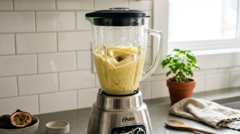 Bater ingredientes da mousse de maracujá no liquidificador