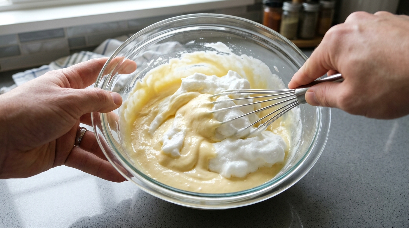 Claras em neve na mousse de maracujá