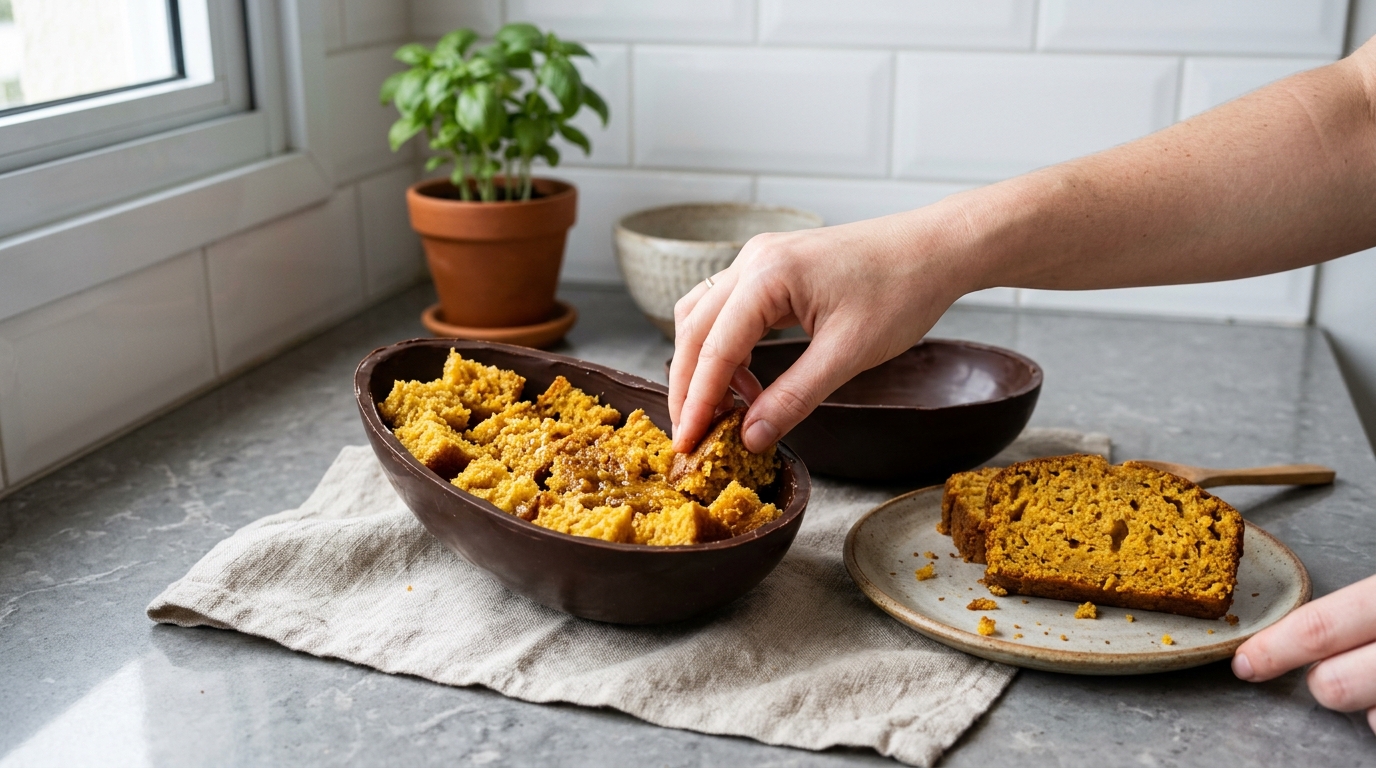 Colocando o recheio de bolo de cenoura