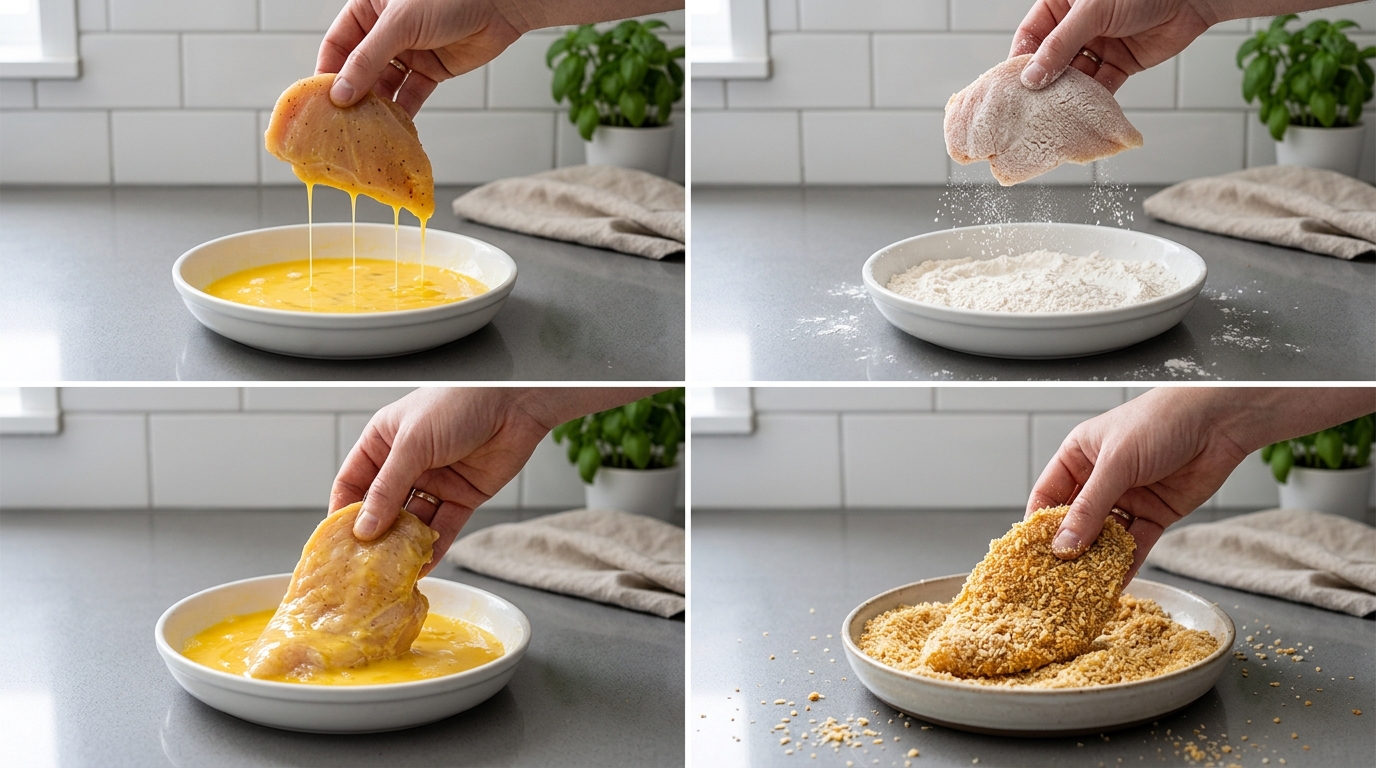 Enpanando os filés de frango