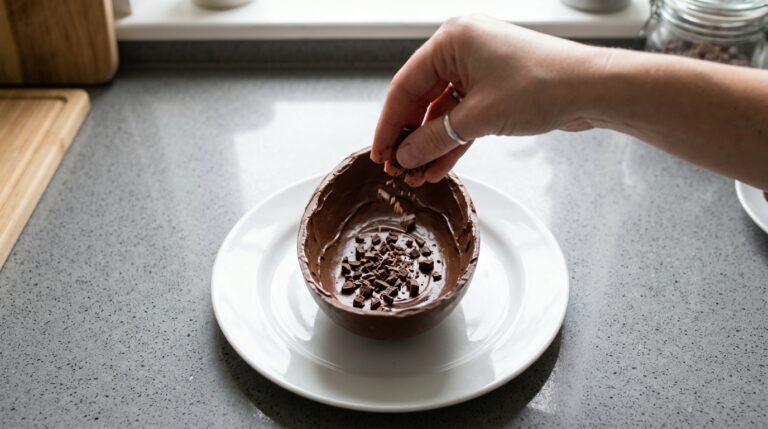 Pedaços de chocolate no ovo da páscoa