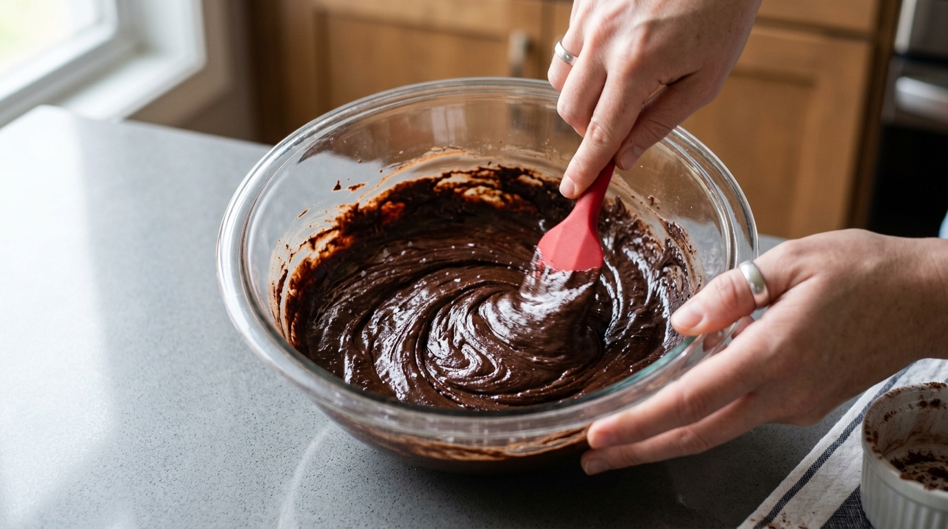 Incorporando a mousse de chocolate Incorporando a mousse de chocolate
