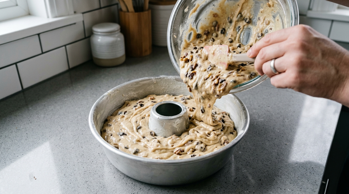 Massa do bolo de pascoa para a forma untada Massa do bolo de pascoa para a forma untada