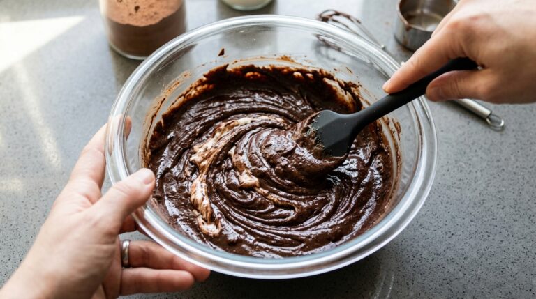 Mistura dos ingredientes do mousse de chocolate