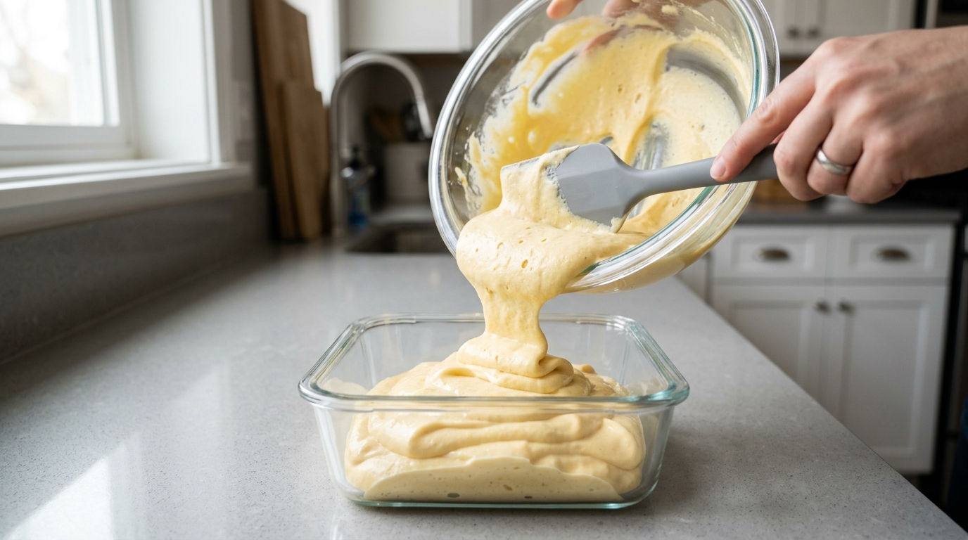 Mousse de maracujá em um recipiente