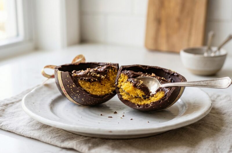 Ovo de Páscoa Recheado com Bolo de Cenoura