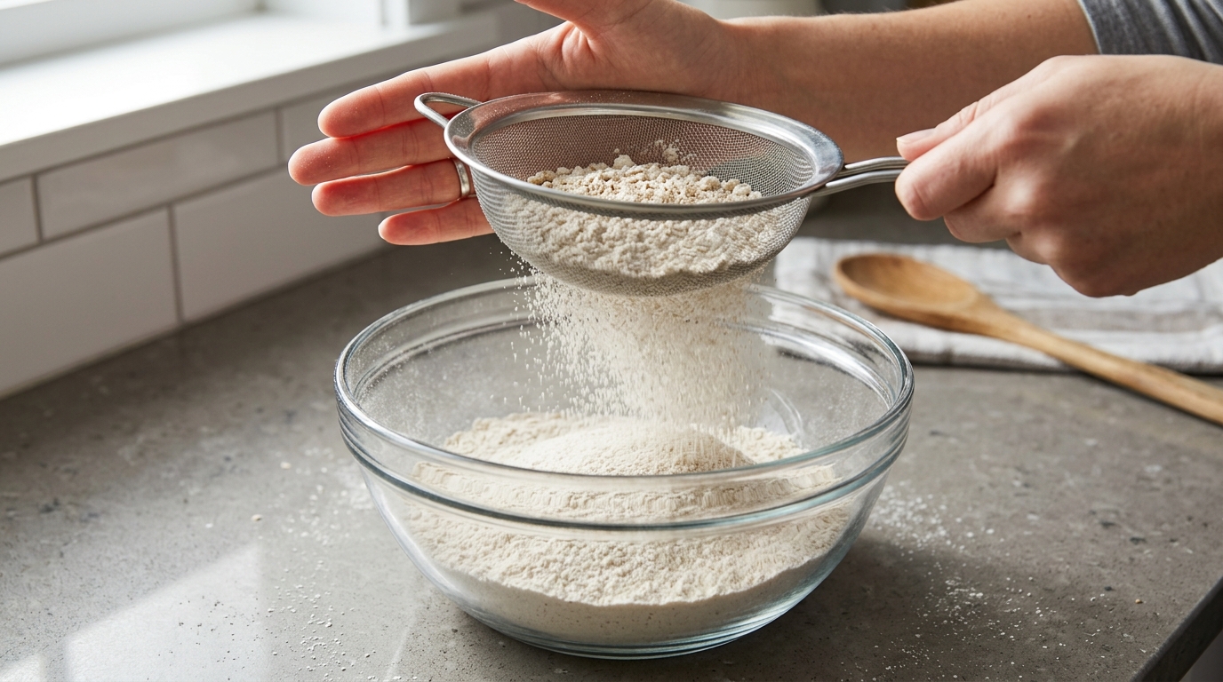 Peinear a farinha de aveia para bolo Peinear a farinha de aveia para bolo