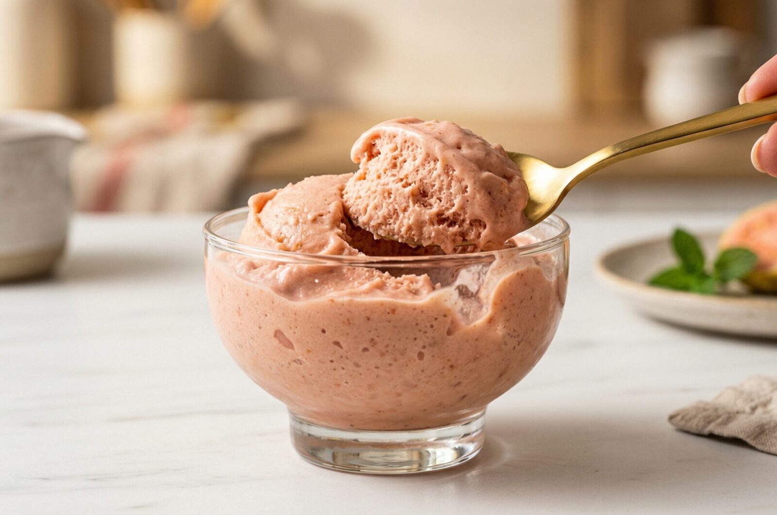 Sorvete cremoso de goiaba