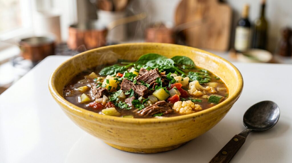 Caldo proteico low carb de carne