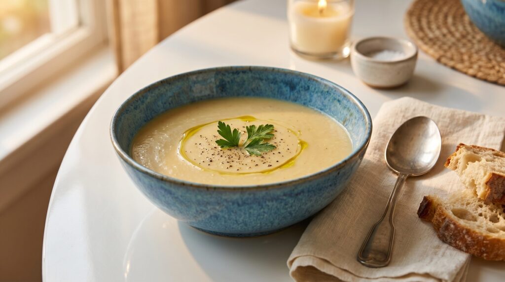 Sopa de cebola com aveia