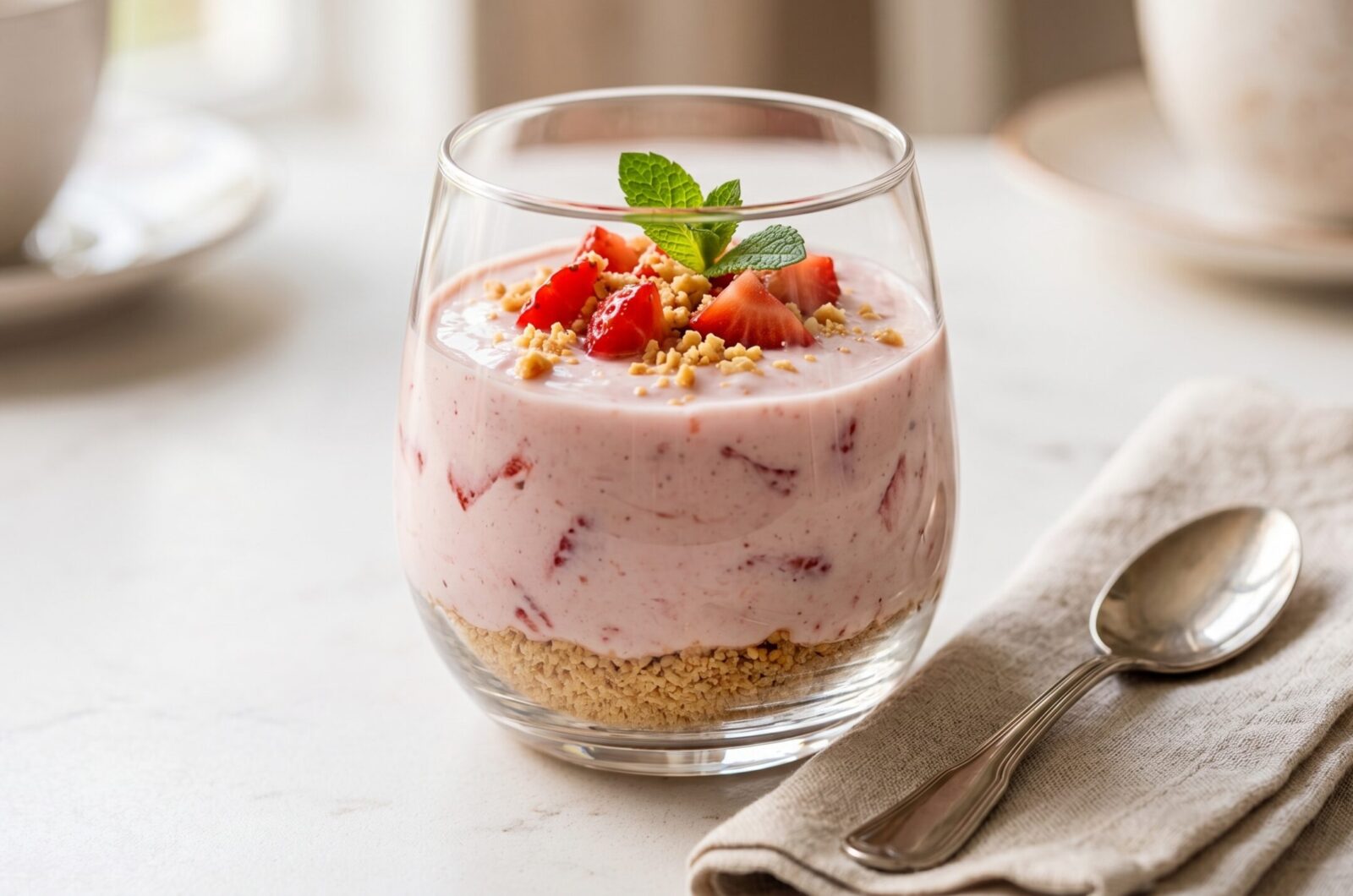 Torta de morango com iogurte grego