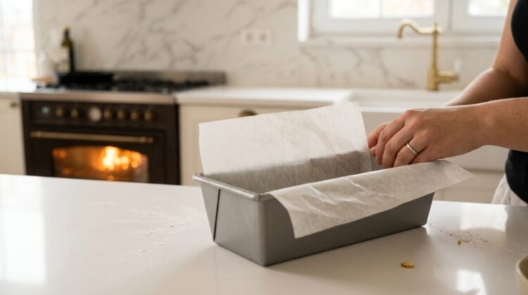Passo 1 - Aqueça o forno a 170°C. Enquanto isso, prepare uma forma, forrando o fundo com papel vegetal para facilitar ao desenformar.