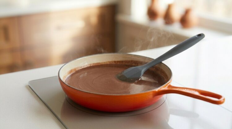 Passo 1 - Misture os ingredientes do chocolate quente proteico