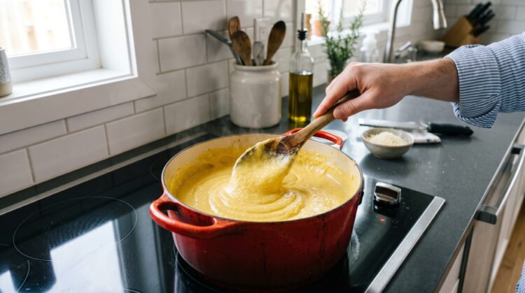 Passo 5 - Cozinhe, mexendo de vez em quando, até a mistura ganhar consistência.
